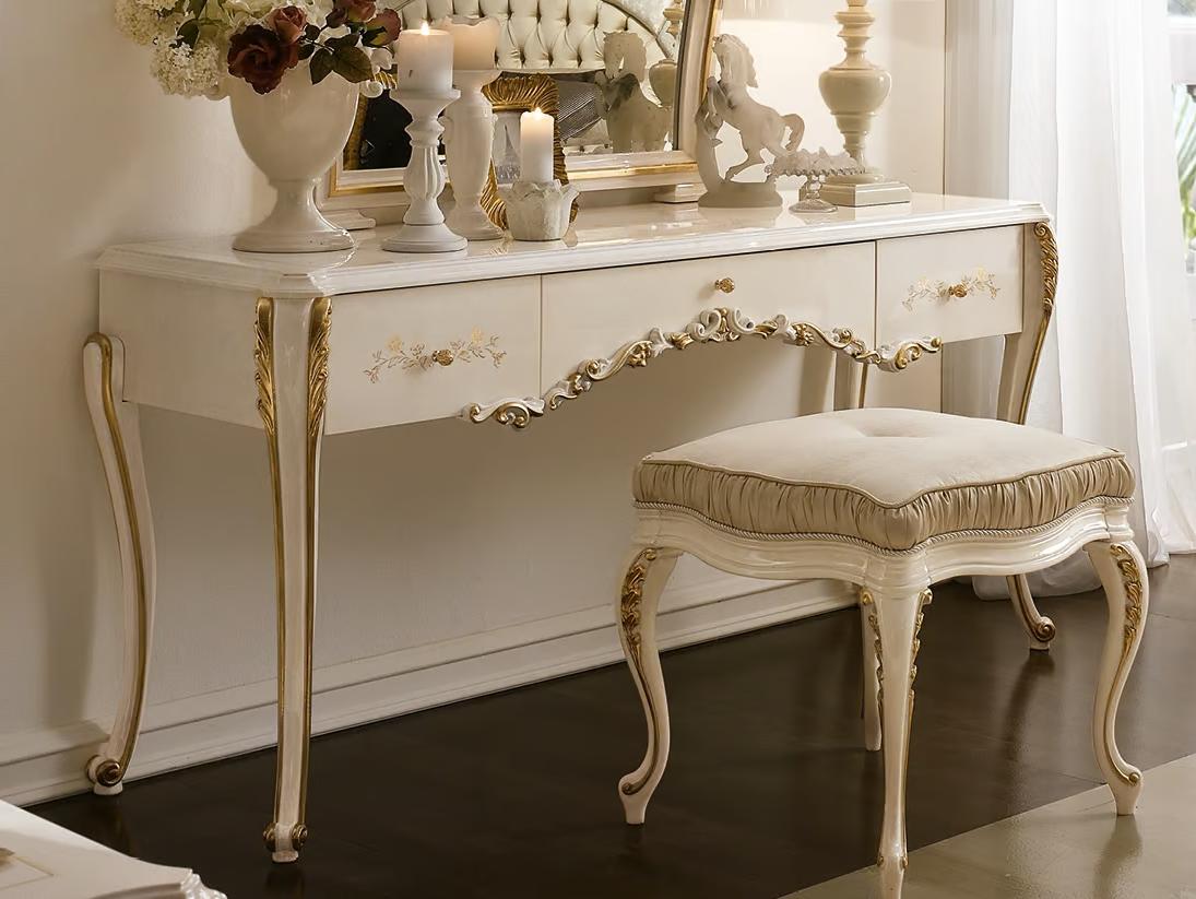 Coiffeuse Classique Italienne | Configuration: Table + miroir + pouf