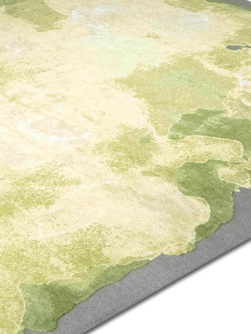 Tapis noué main de luxe Mono Vert / Jaune