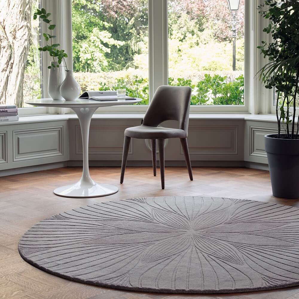 Tapis Rond Folia Gris 38305 | Taille: Ø 200 cm
