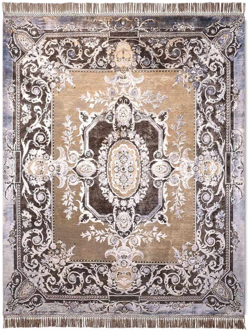 Tapis Aubusson No. 04 Original sur Brun Naturel | Taille: 305 x 427 cm