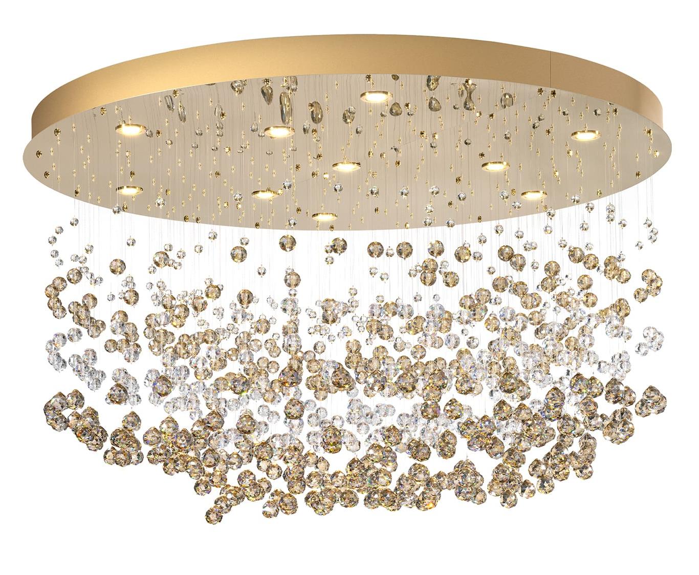 Lustre Élégant Or Pâle avec Sphères en Cristal