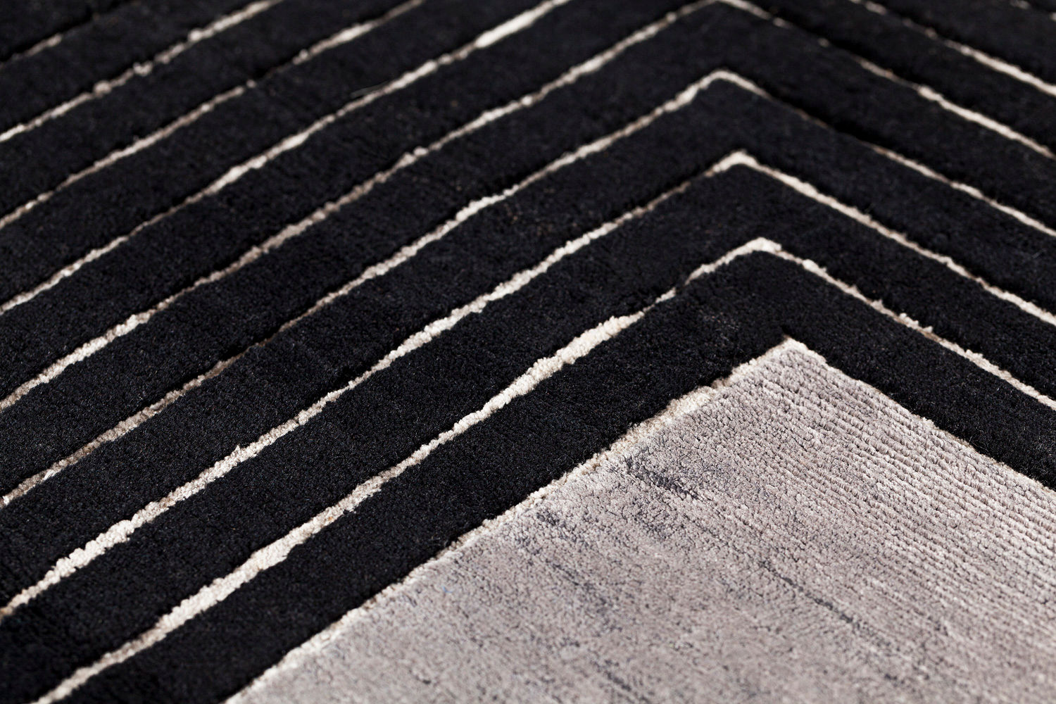 Tapis à Cadre Noir en Laine & Viscose