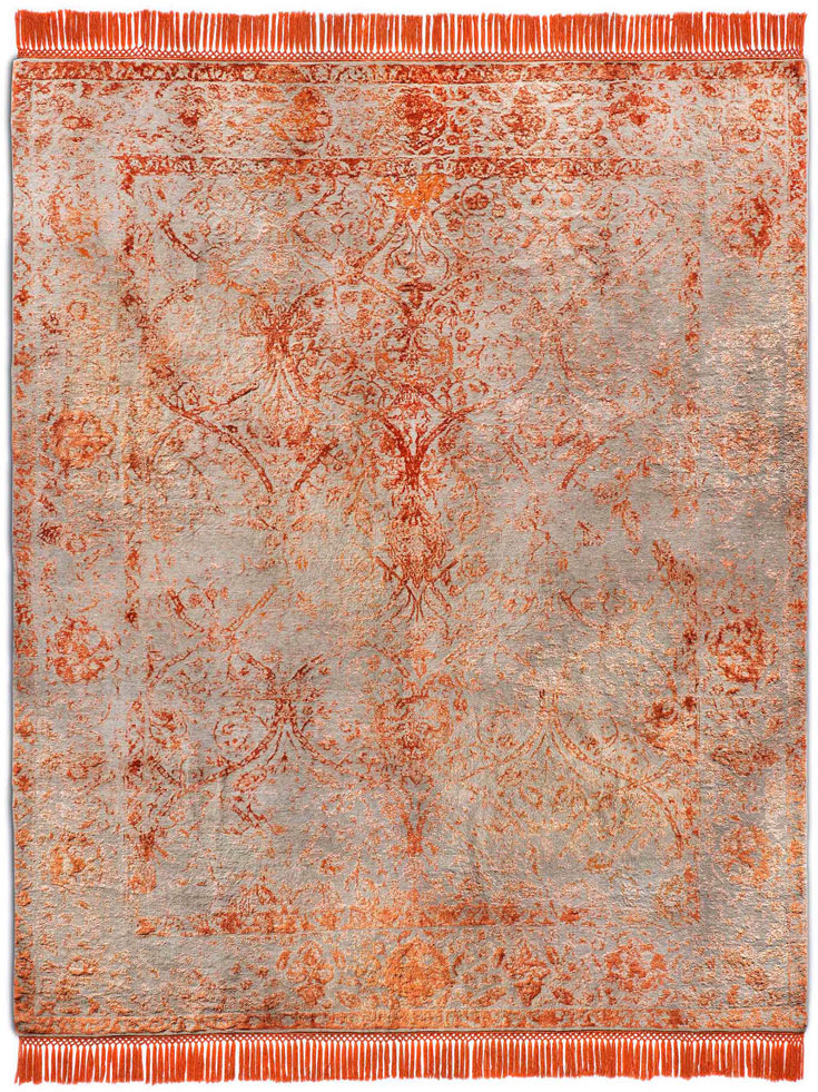 Tapis No. 03 Orange Cuivré sur Gris Naturel