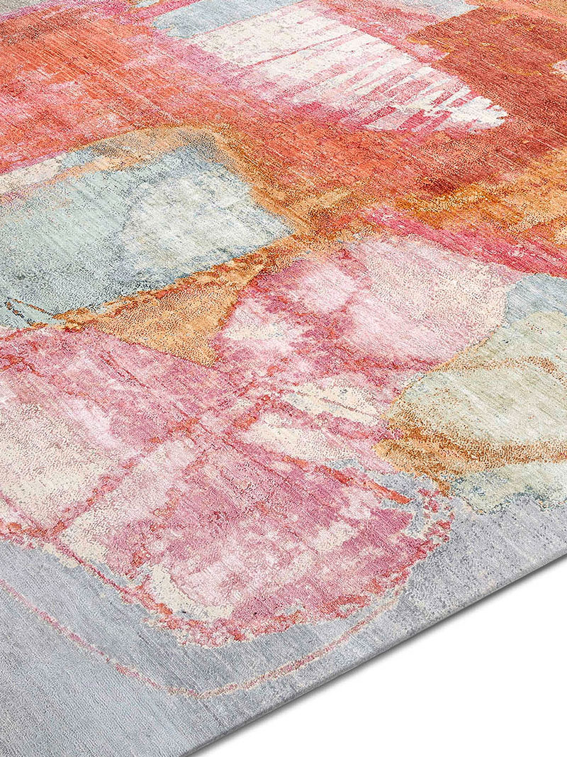 Tapis noué main de luxe Coucher de Soleil Rouge