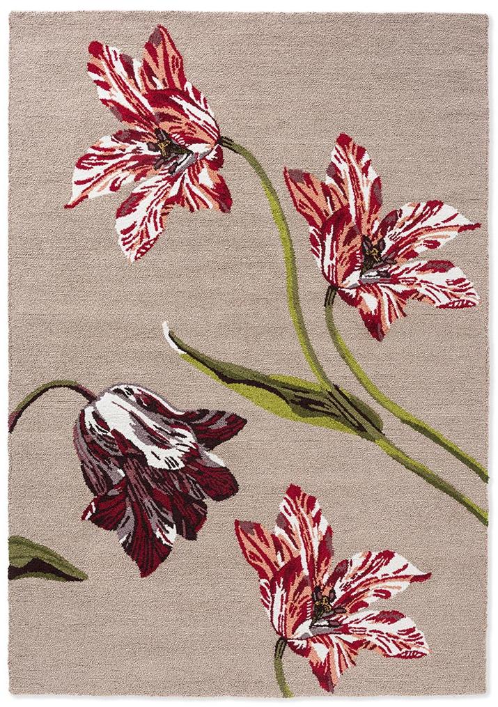 Tapis d’extérieur Botanical Tulip Beige / Rouge | Taille: 250 x 350 cm