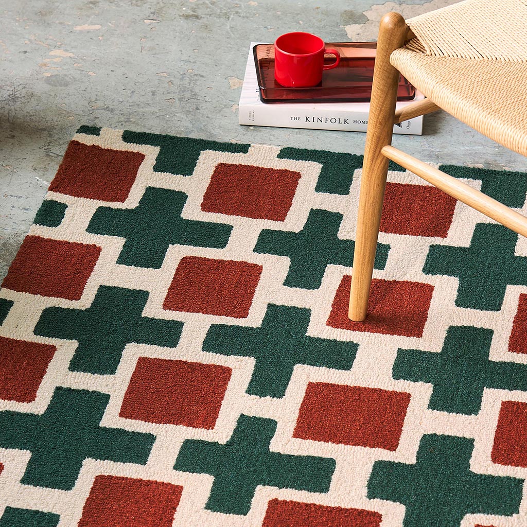 Tapis Hachure Rouille
