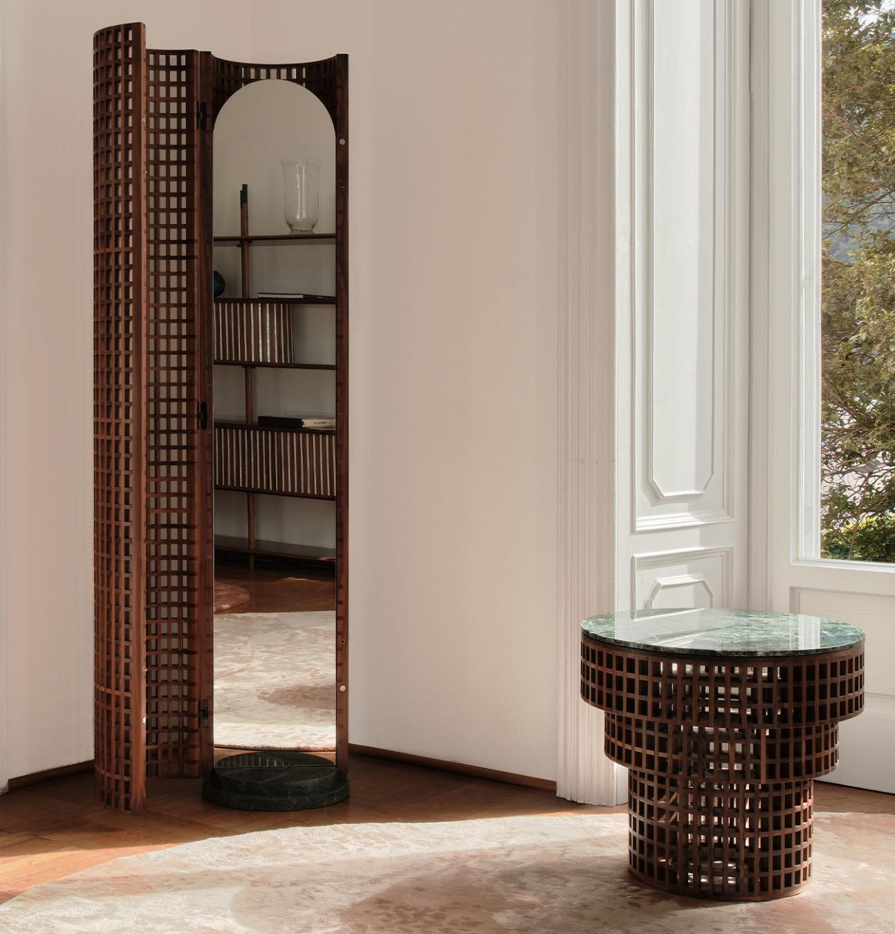 Table d'Appoint Noyer & Marbre