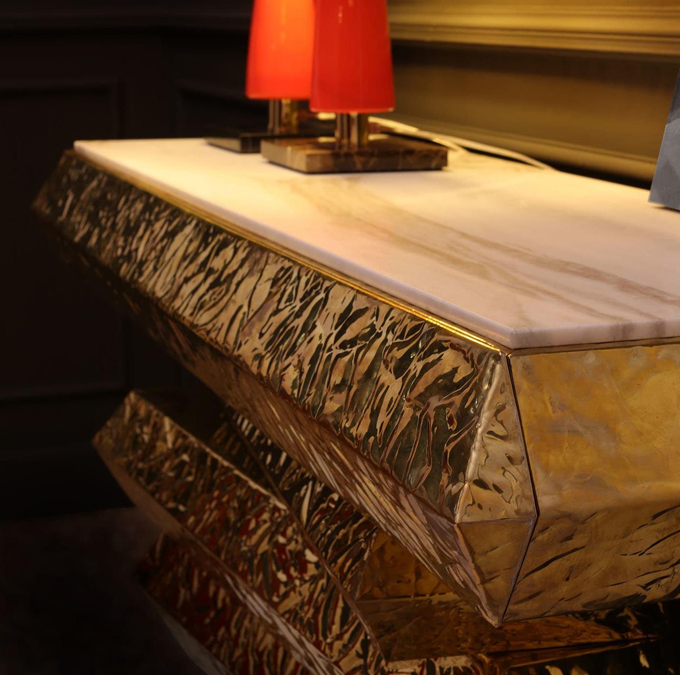 Console en laiton et marbre