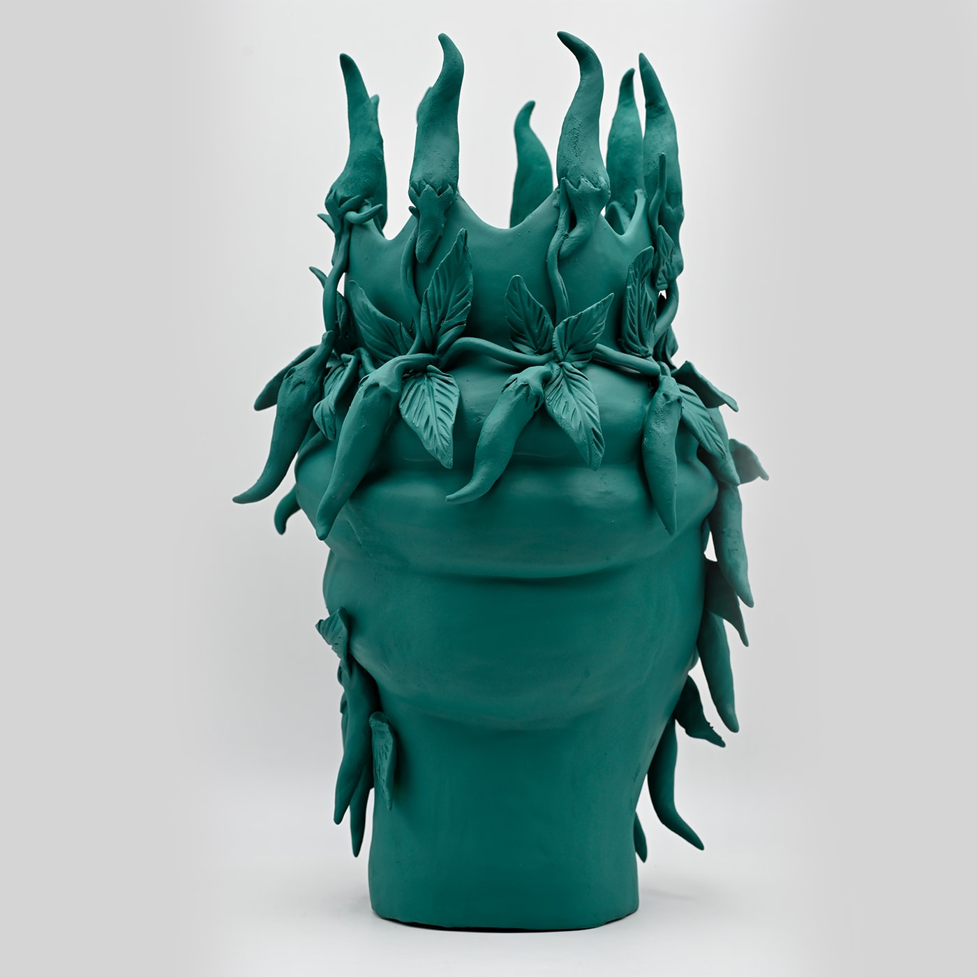 Sculpture Tête De Maure Vert Foncé