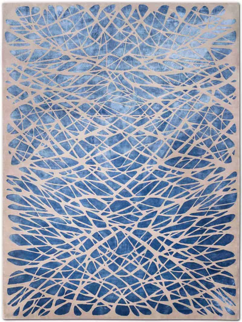 Tapis noué main Dresden Bleu Marine