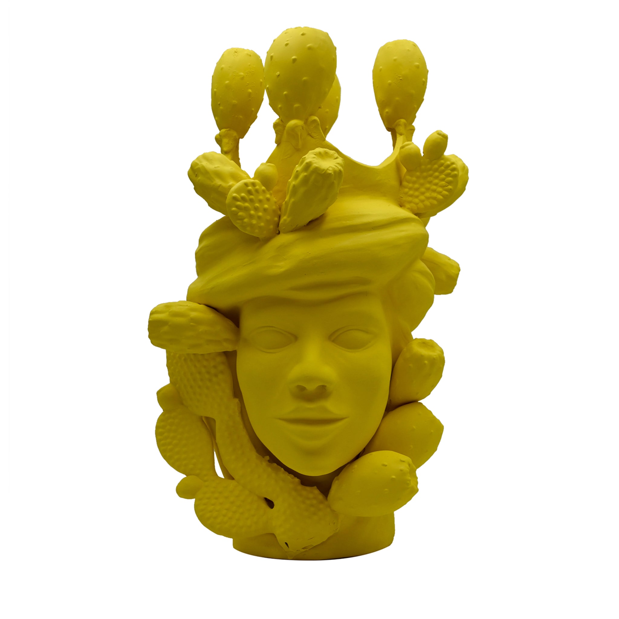 Sculpture Tête De Maure Jaune Artisanale
