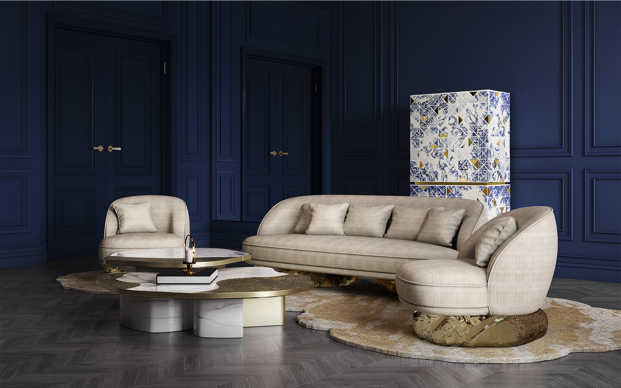Set Tables Athena Doré & Or