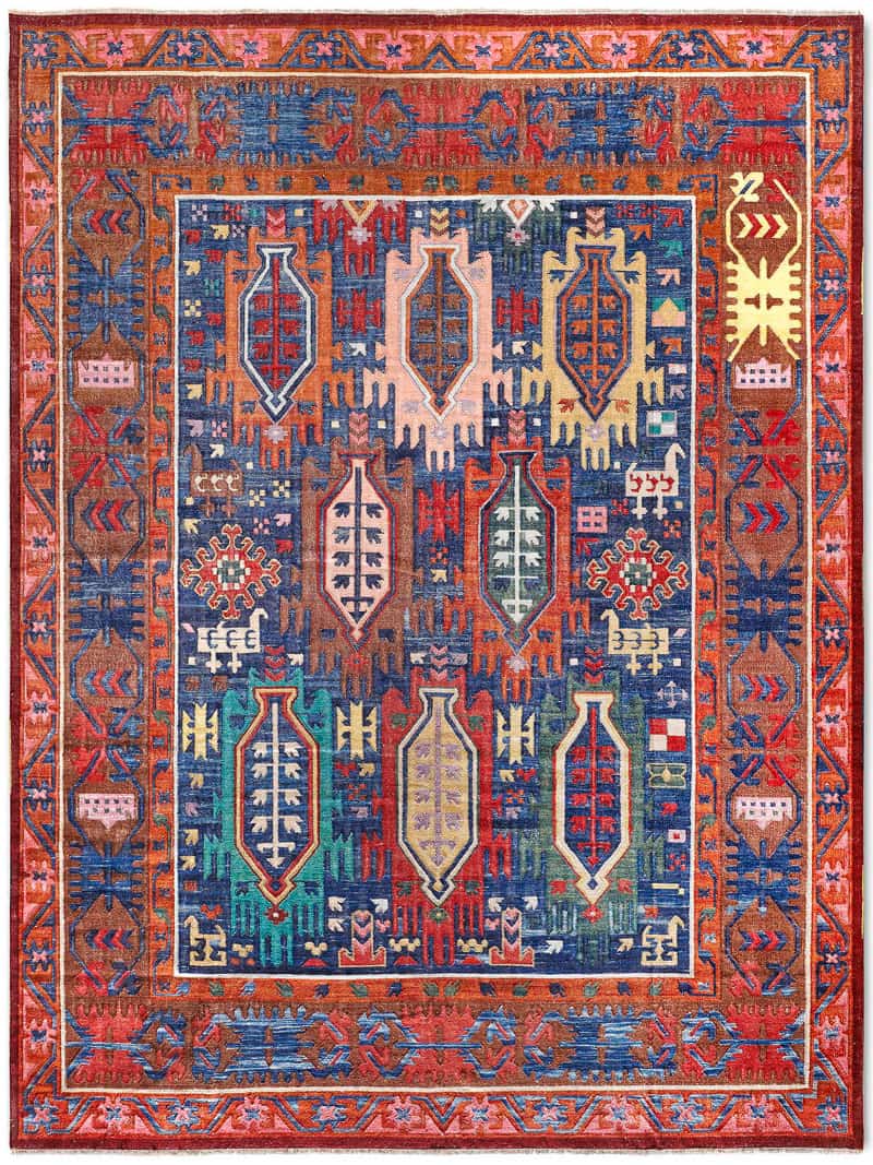 Tapis de luxe fait main Tissage Plat Bleu / Rouge | Taille: 140 x 210 cm