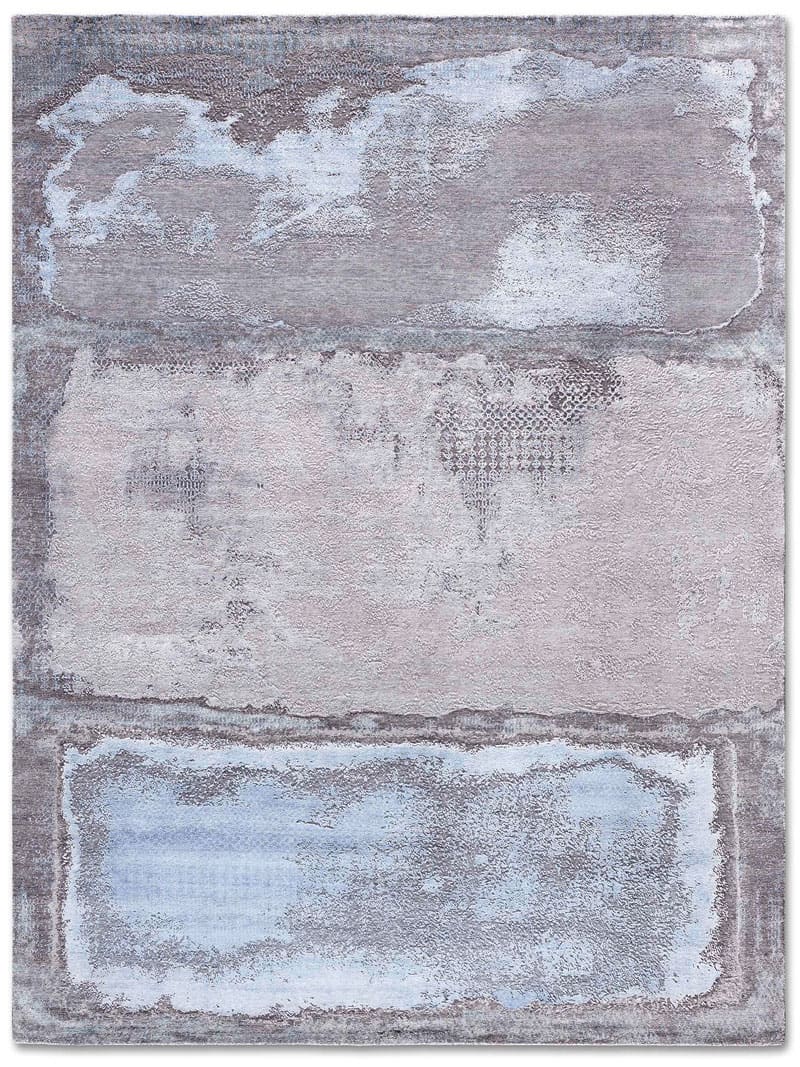 Tapis tissé main Bleu Clair Argenté