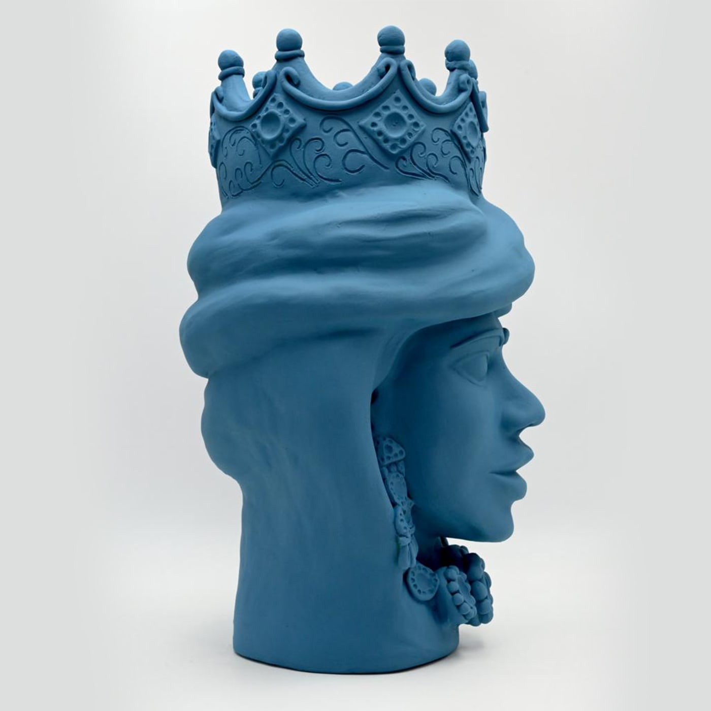 Sculpture Tête De Maure Bleu Mat