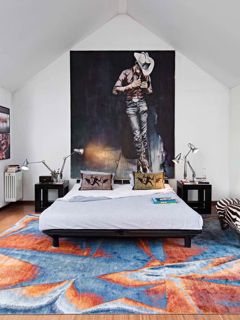 Tapis noué main de luxe Crystal Cuivre Cyan
