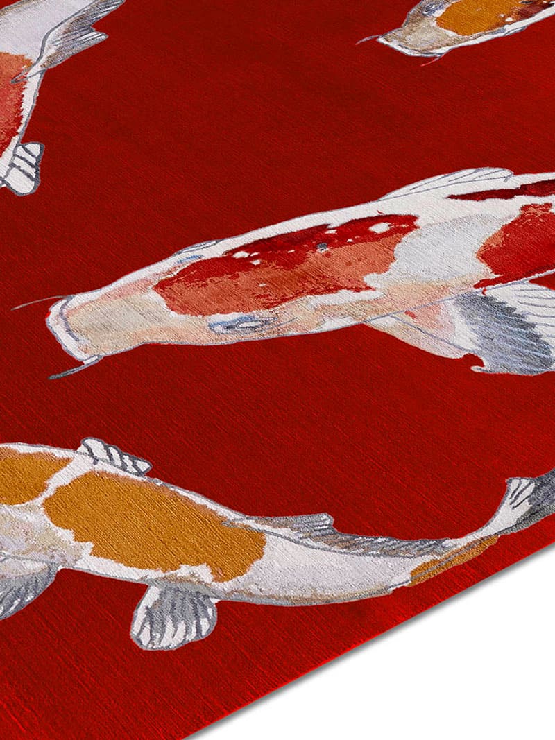 Tapis noué main de luxe Poisson Rouge