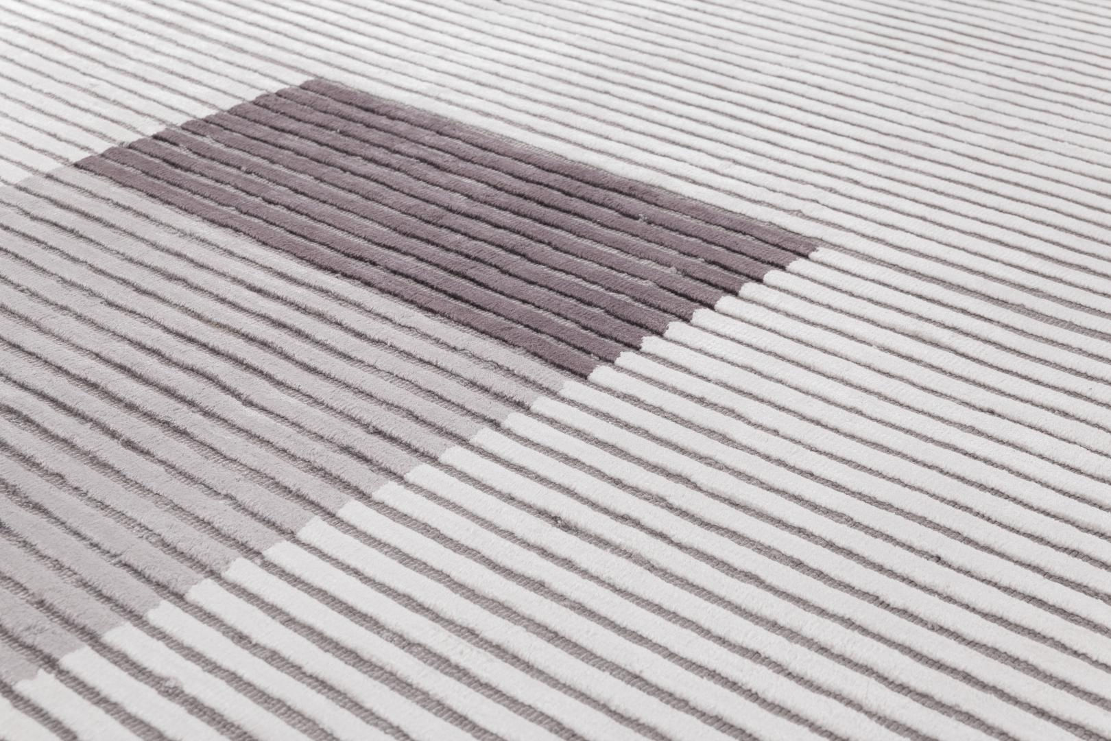 Tapis à Rayures en Viscose Tissé à la Main