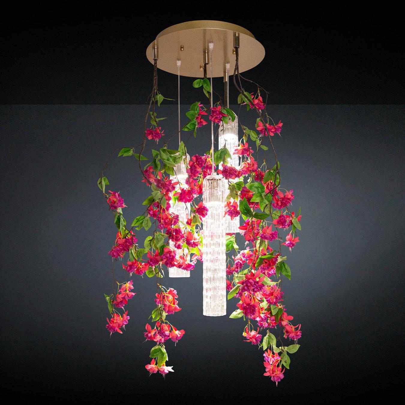 Petit lustre rose en cascade Pink Cascade