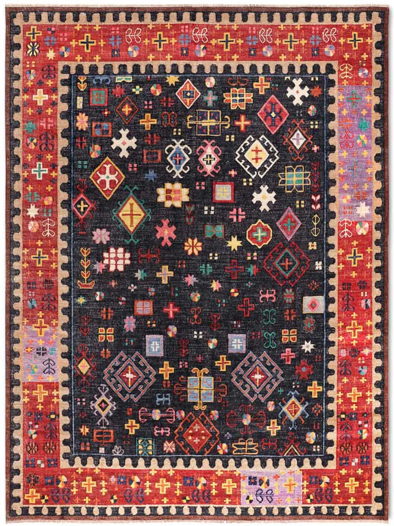 Tapis de luxe fait main Tissage Plat | Taille: 122 x 183 cm