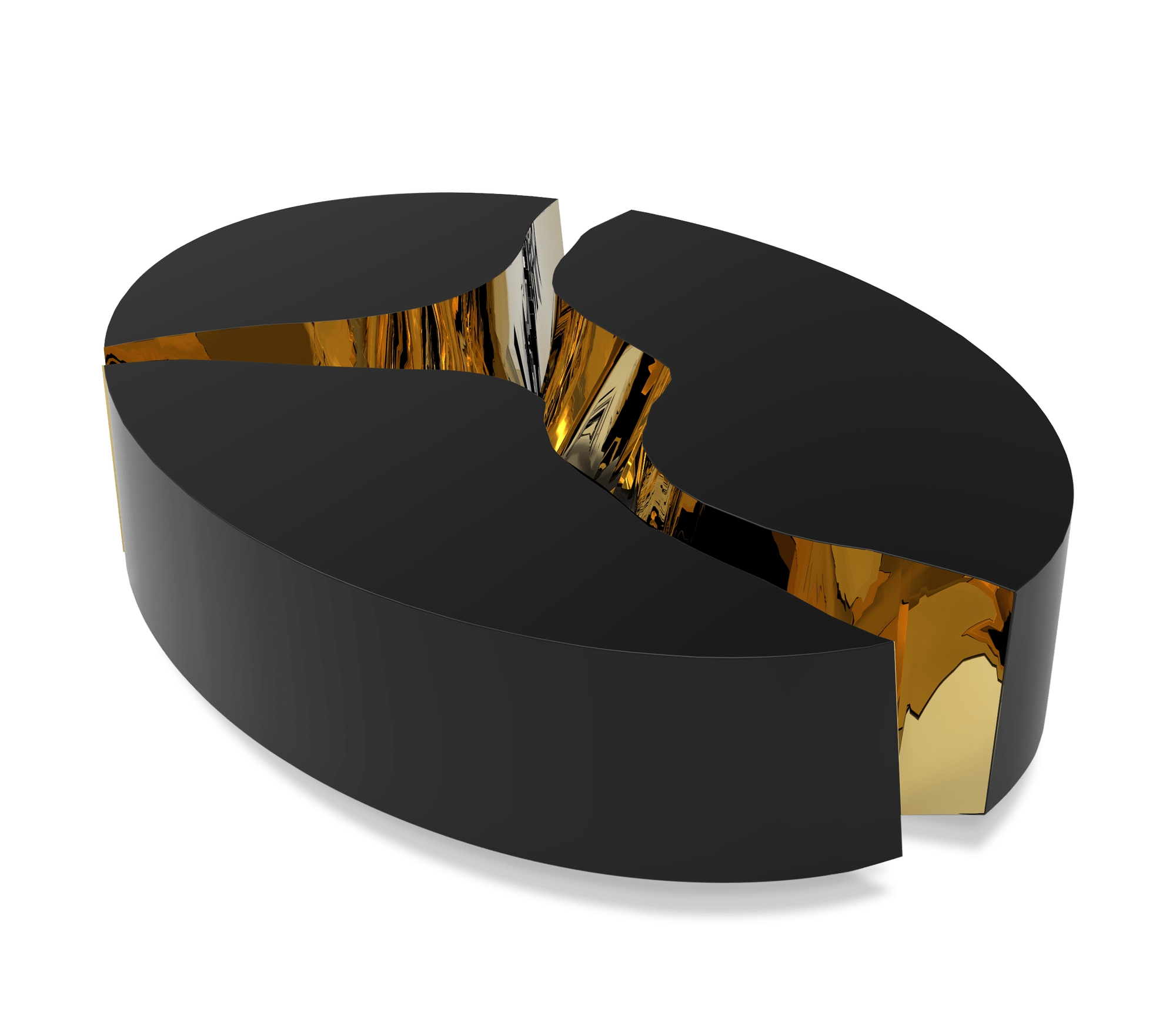 Table Basse Ovale Noire Fissure