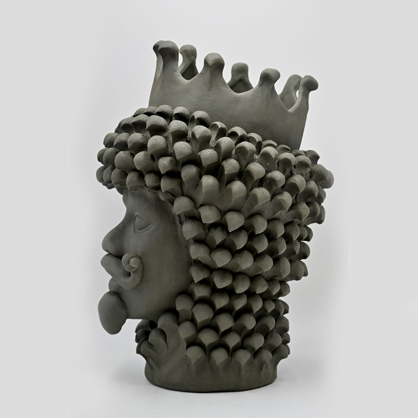 Sculpture Tête De Maure Grise