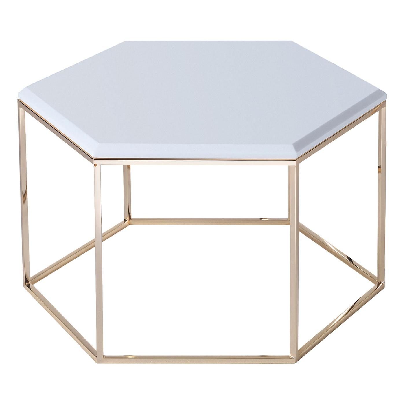 Table basse hexagonale avec plateau en marbre