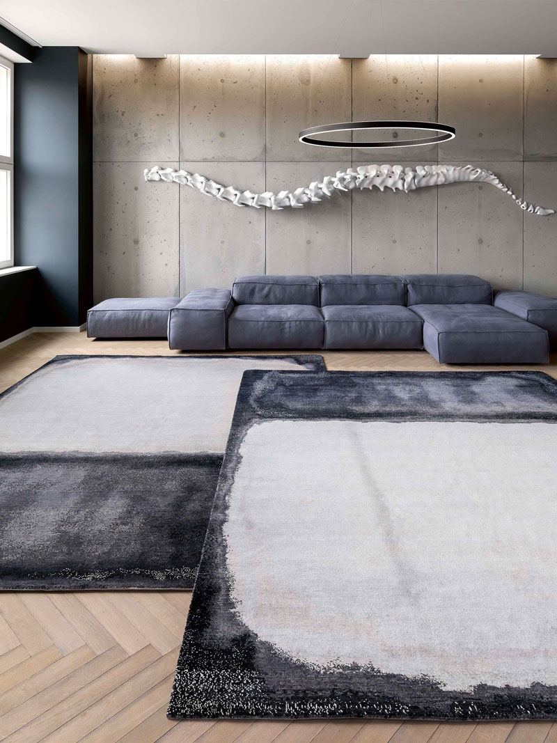 Tapis tissé main Blanc Gris