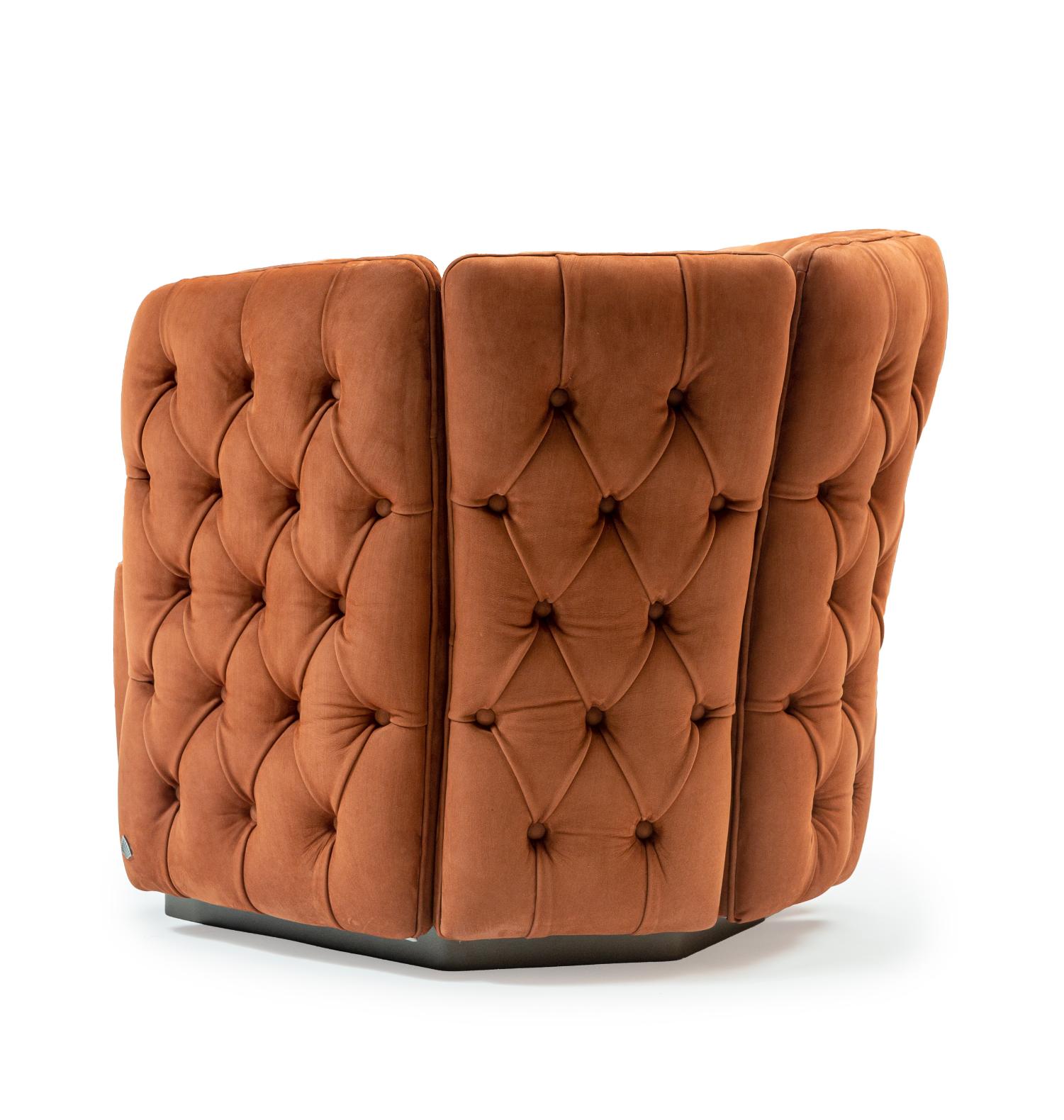 Fauteuil en velours rouille Ford