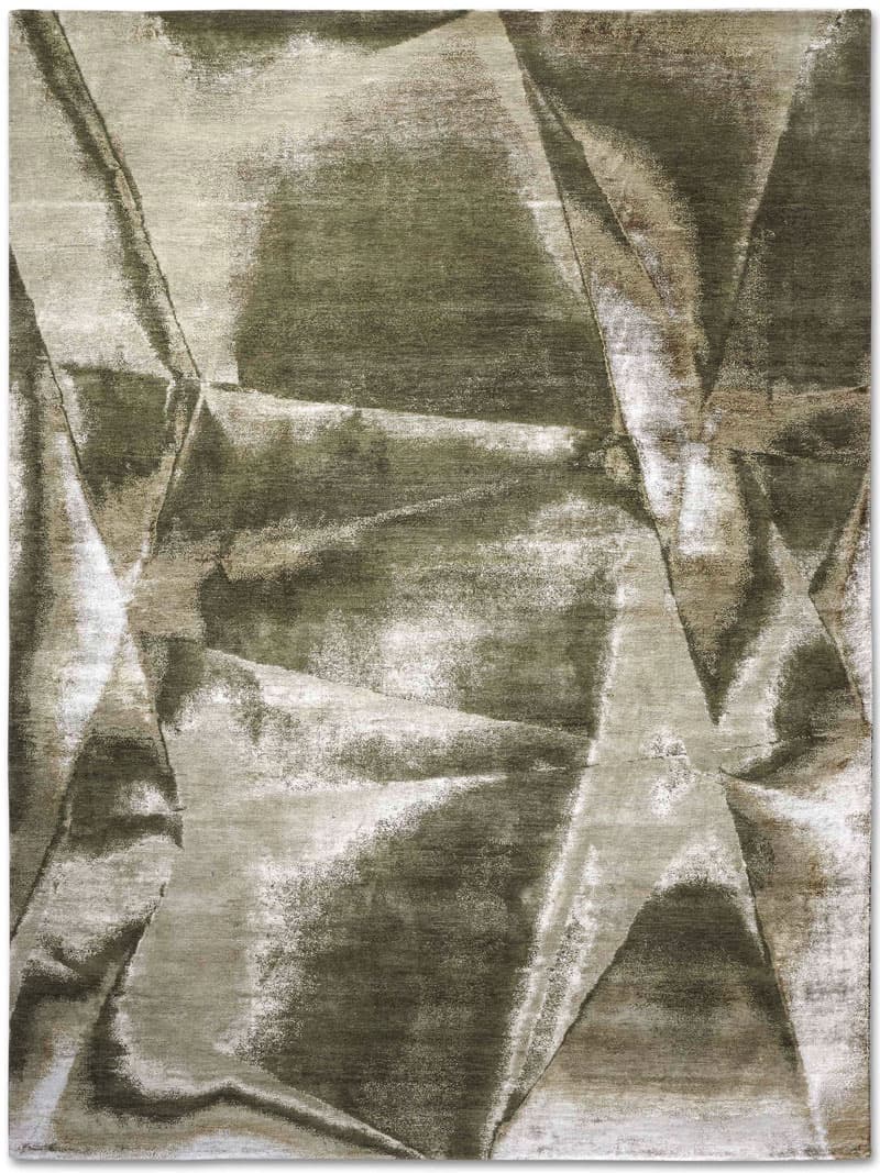 Tapis noué main Olive