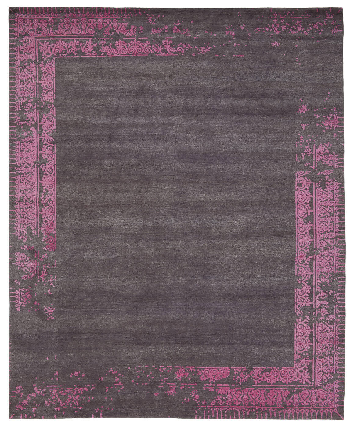 Tapis Ferrara Bordure Spéciale Gris Foncé Rose