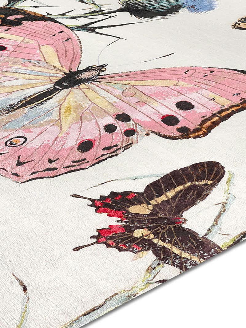 Tapis Papillon No. 01 Original sur Gris/Blanc | Taille: 305 x 427 cm