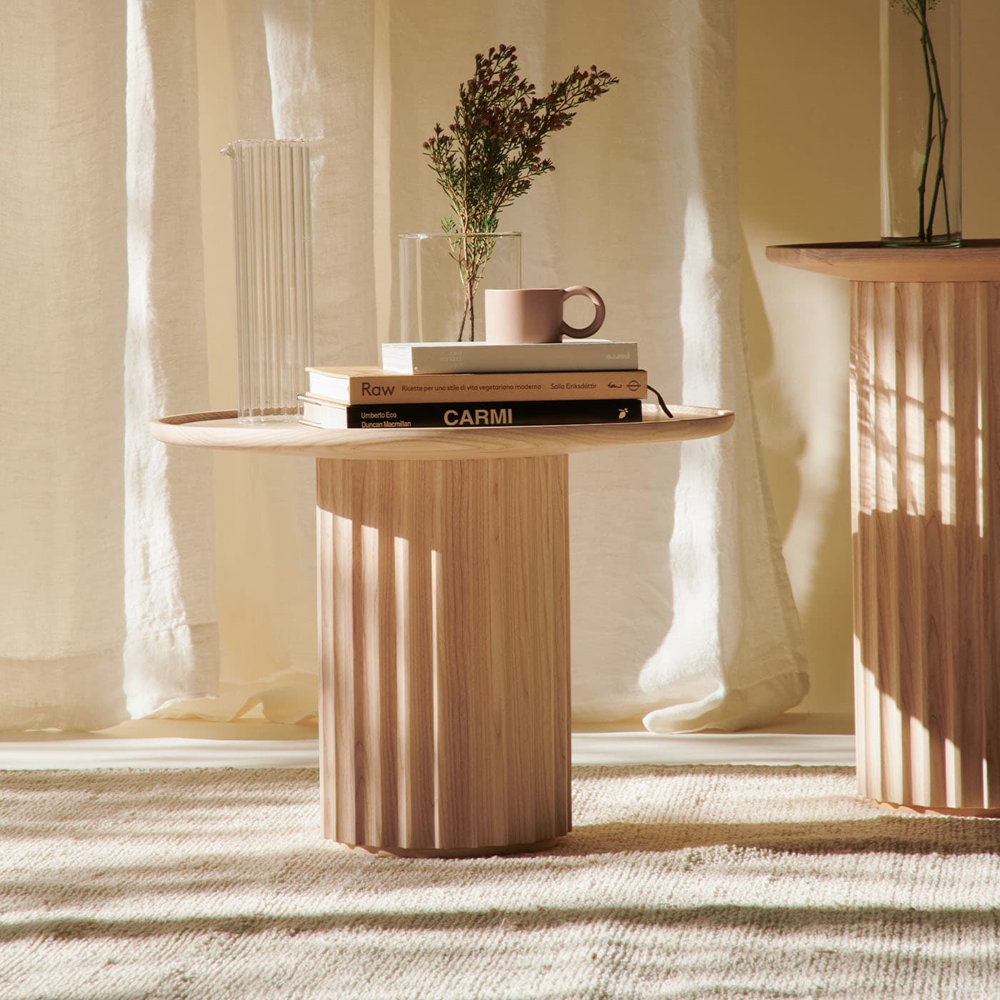 Table Basse Capitello en Frêne Naturel | Dimensions: Ø 55 cm