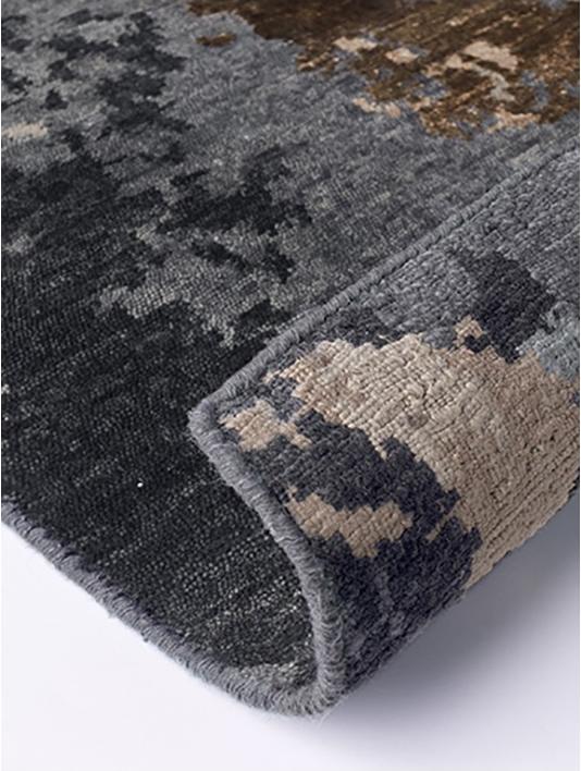 Tapis Abstrait Charbon / Bleu / Or