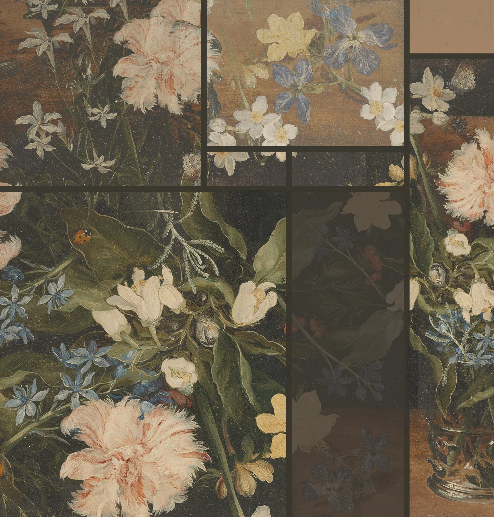 Papier peint fleurs vintage