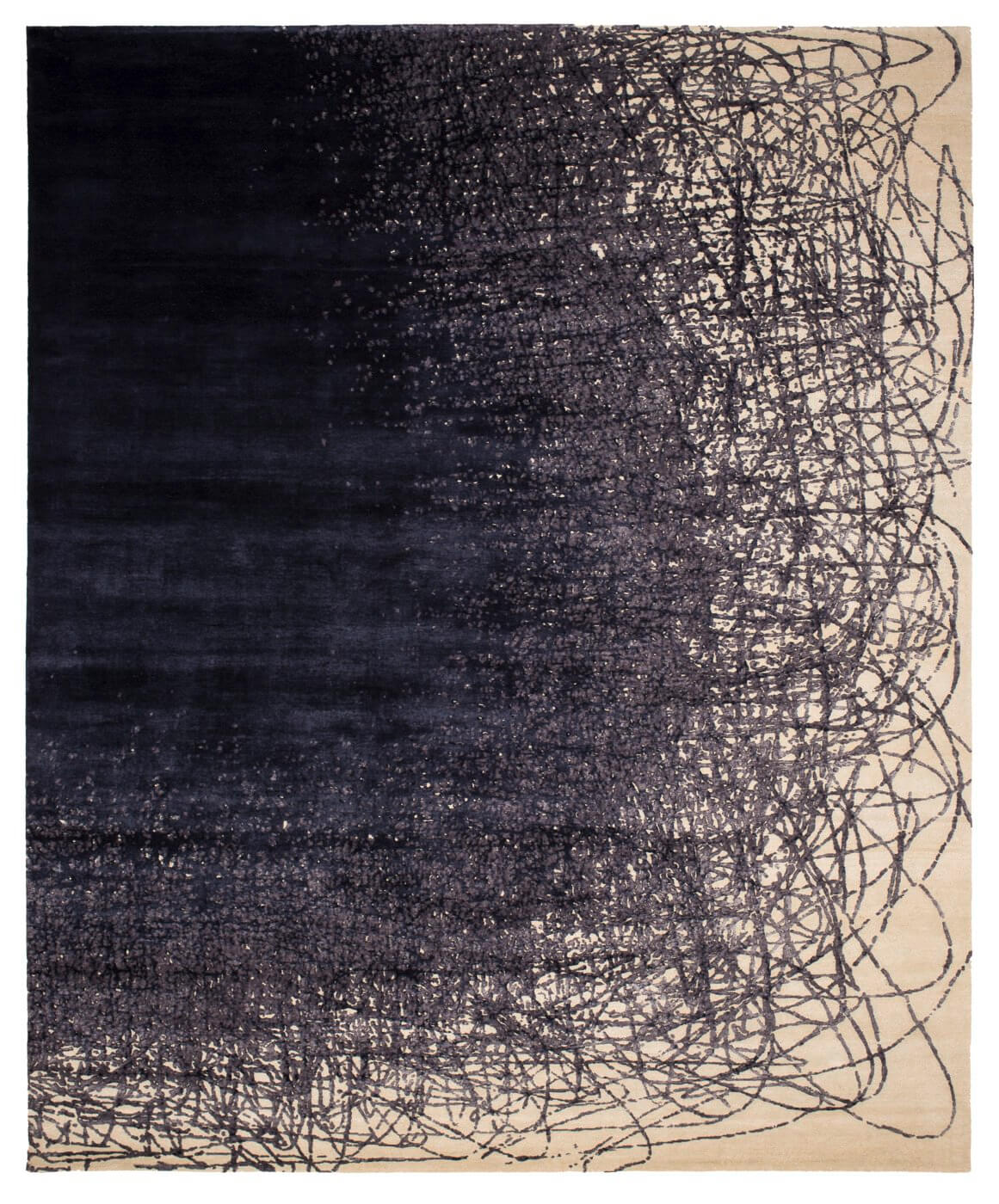 Tapis Ballpoint Art 4 Blanc Bleu Foncé