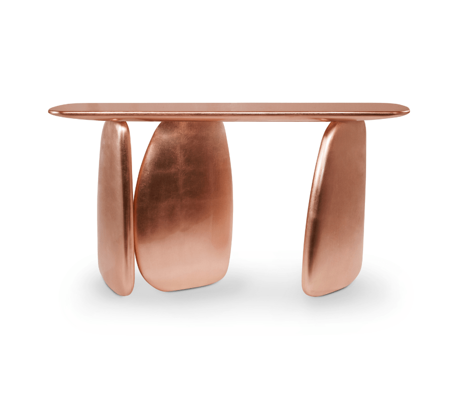 Console Sculpturale Cuivrée