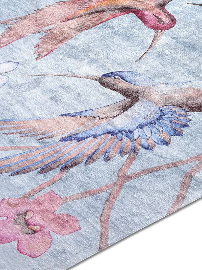 Tapis noué main Colibris
