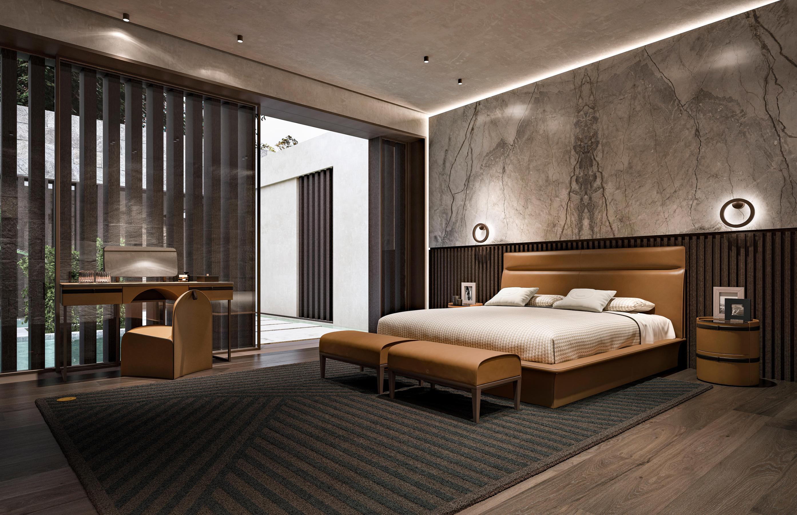 Lit Moderne en Cuir avec Tête de Lit | Taille de matelas: 180 x 200 cm