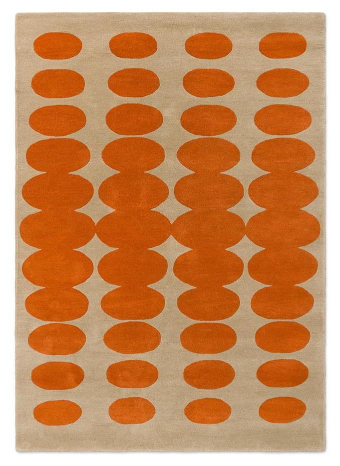 Optical Oval Orange / Sand Tapis | Taille: 250 × 350 cm