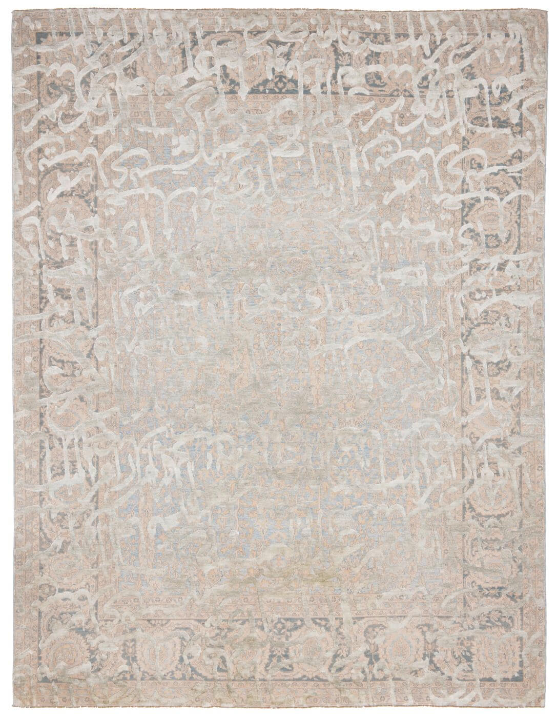 Tapis Tabriz Wooster Tamreen Bleu Ciel Gris Argent Soie