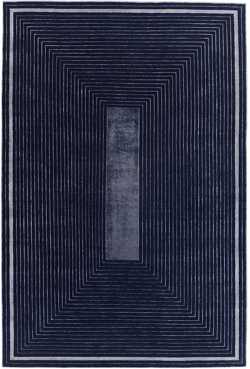 Tapis à Cadre Violet en Laine & Viscose