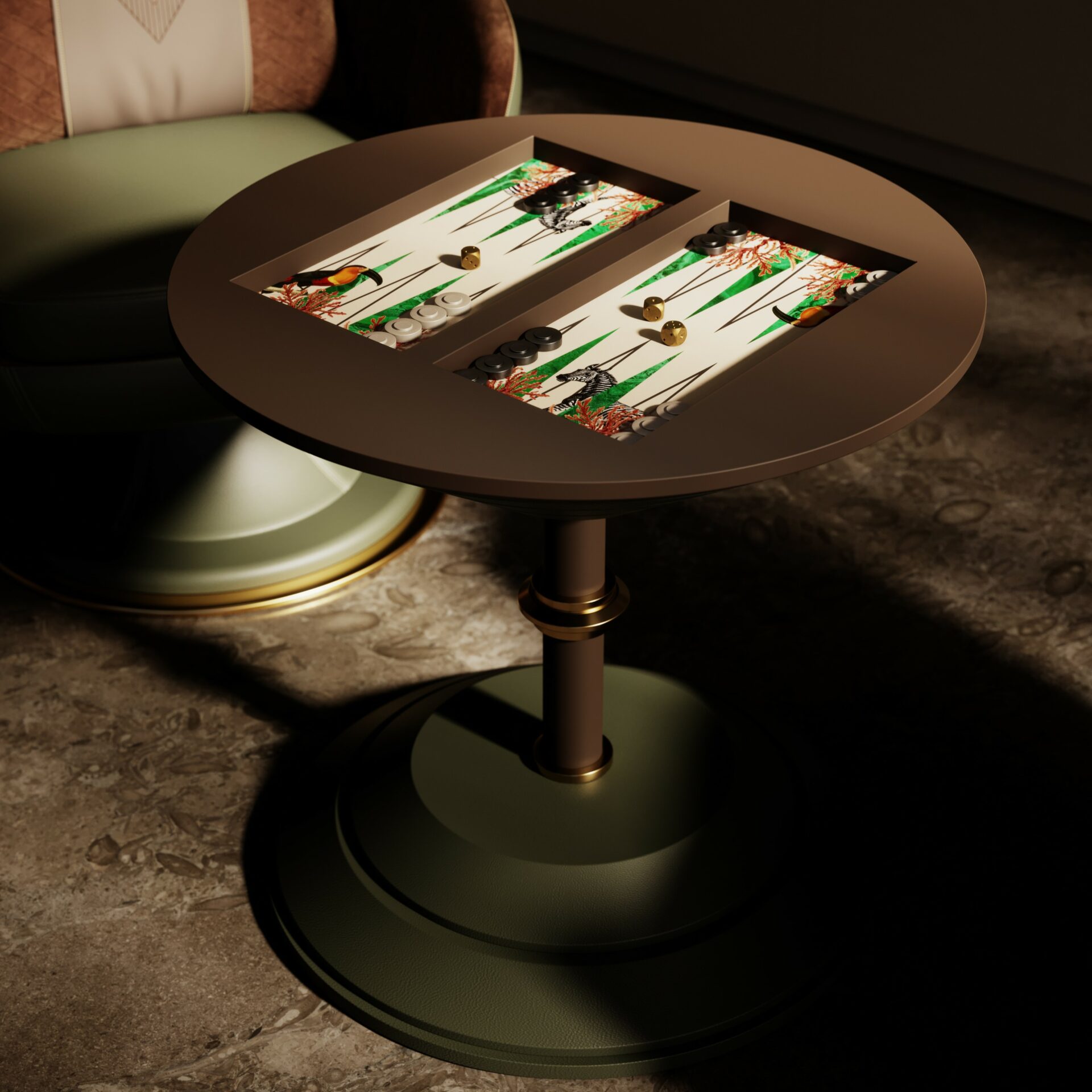 Table Basse Backgammon & Échecs Goemon