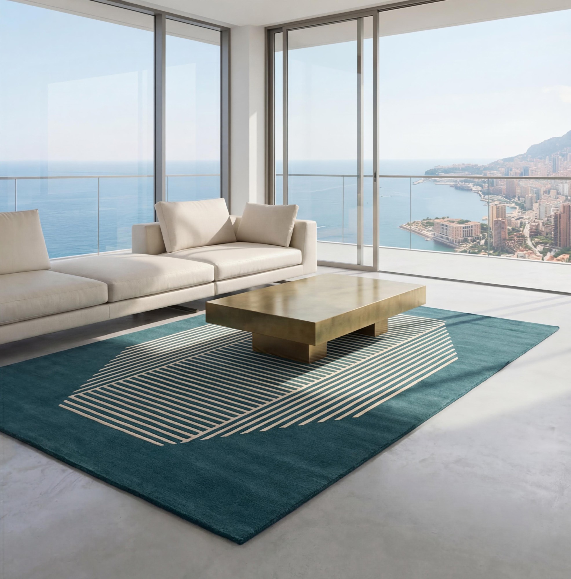 Tapis de luxe Octagon Lines Teal