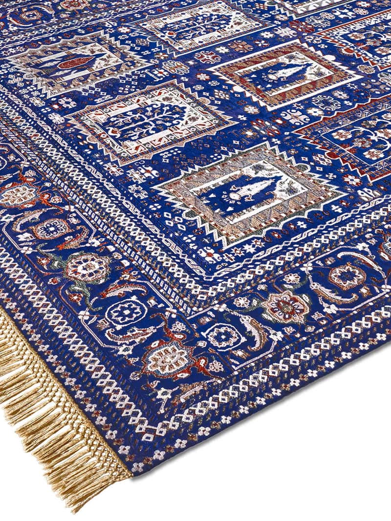 Tapis fait main de luxe Mughal Bleu | Taille: 183 x 274 cm