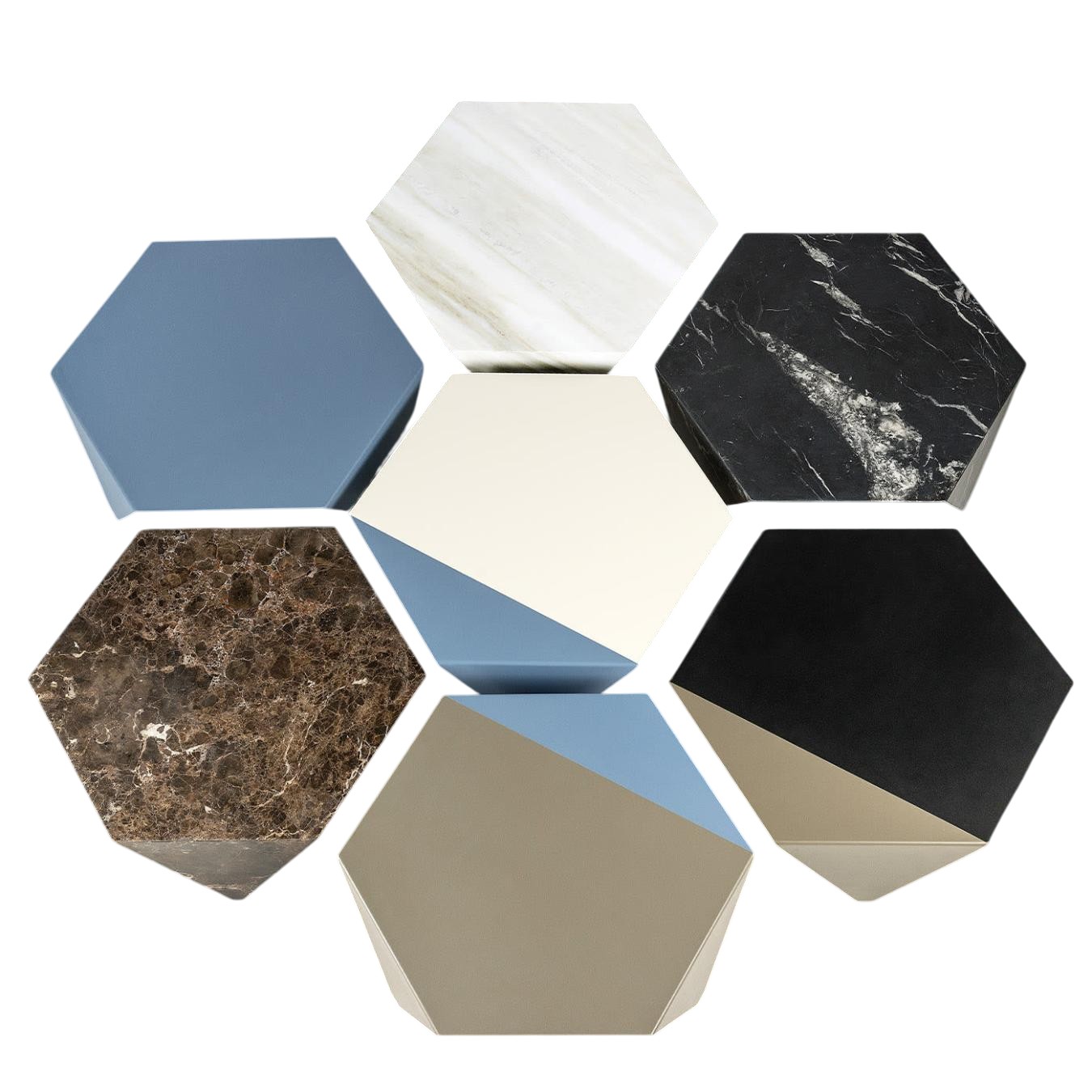 Table basse bleue Ruche