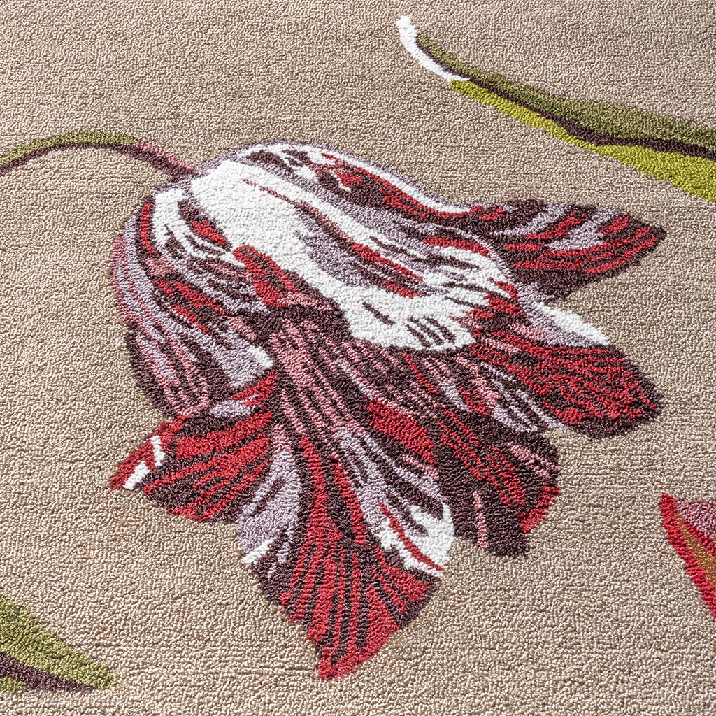 Tapis d’extérieur Botanical Tulip Beige / Rouge | Taille: 250 x 350 cm