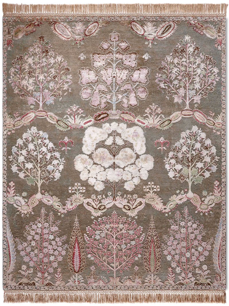 Tapis fait main de luxe Mughal