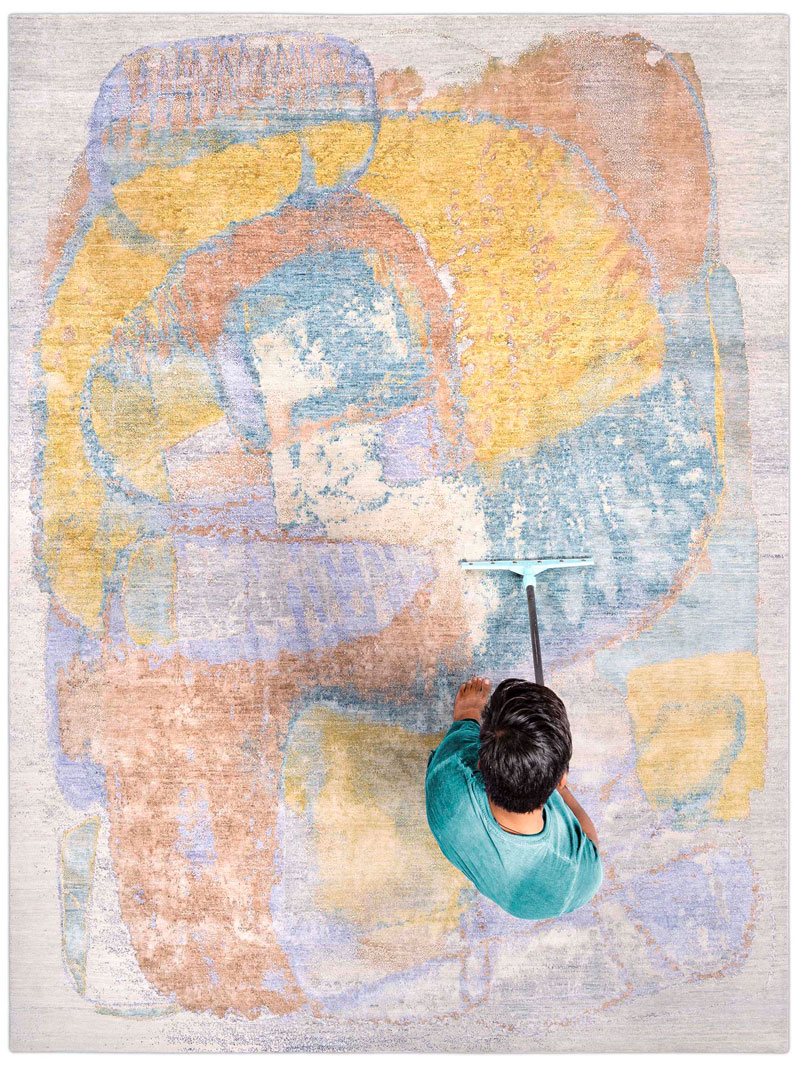 Tapis noué main de luxe Pastel Menthe