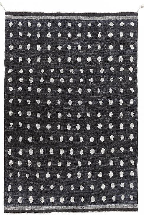 Tapis Noir & Blanc à Pois Noué à la Main